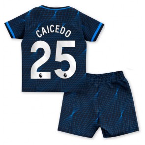 Chelsea Moises Caicedo #25 Dětské Venkovní dres komplet 2023-24 Krátký Rukáv (+ trenýrky)